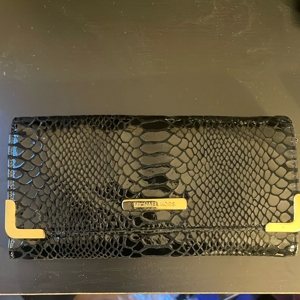 Michael Kors black wallet with gold hardware